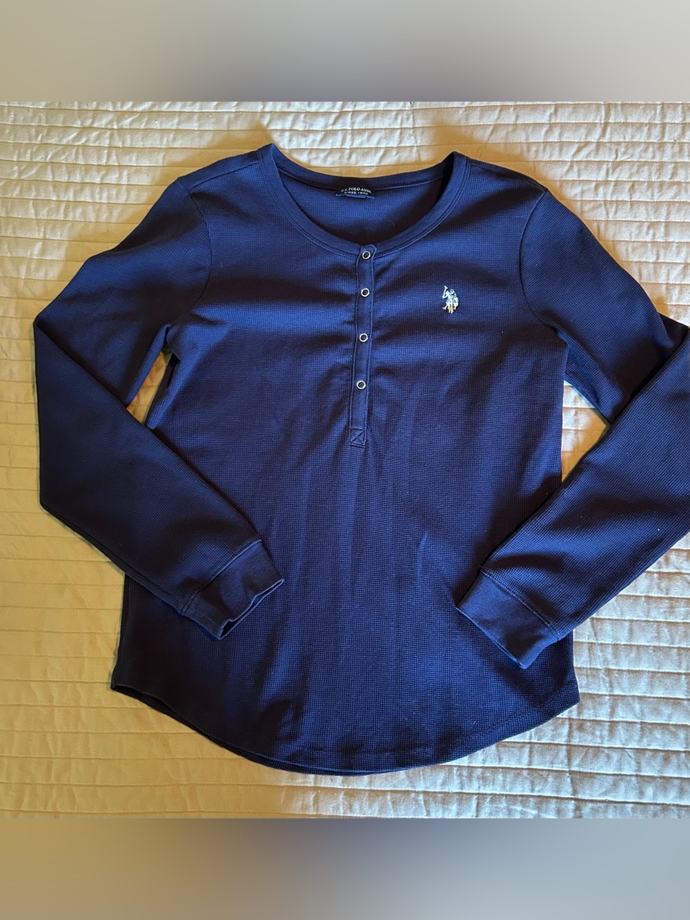 U.S. Polo Assn. Navy Waffle Knit Henley Shirt